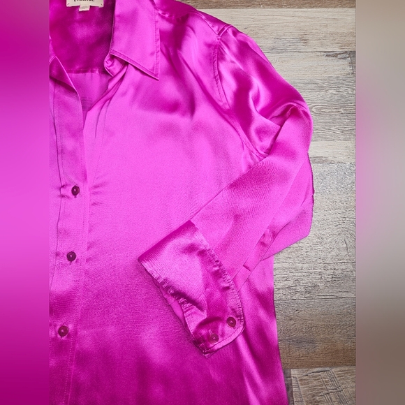 L'Agence The Dani Blouse Silk XS Fuchsia - Picture 5 of 8